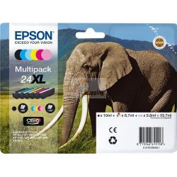 ORIGINALE Epson Multipack nero / ciano / magenta / giallo / ciano (chiaro) / magenta (chiaro) C13T24384011 24 XL 6 cartucce d'inchiostro: T2431-T2436 mod.  C13T24384011 24 XL EAN 8715946615158