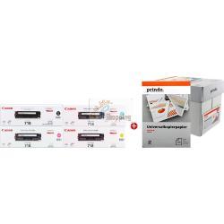 ORIGINALE Canon Value Pack nero / ciano / magenta / giallo 718 MCVP 01 + Prindo Universal Papier 2500 Blatt ~12100 Pagine mod.  718 MCVP 01 + Prindo Universal Papier 2500 Blatt EAN 2200000051707
