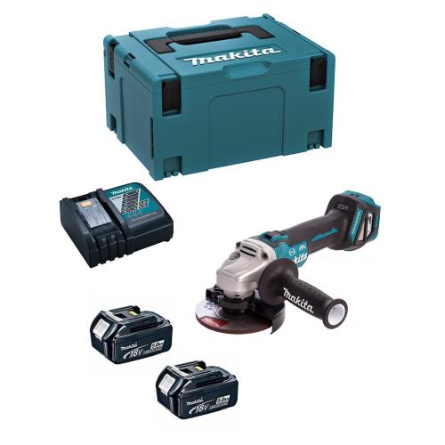Mini-Smerigliatrice MAKITA DGA513RTJ (2 x 5,0 Ah + DC18RC + MAKPAC 3)