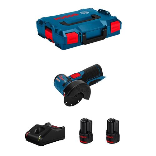 Smerigliatrice BOSCH GWS 12V-76 (2 x 3,0 Ah + GAL12V-40 + L-Boxx 102)