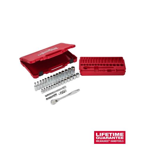 Set metrico di cricchetto e bussole da 3/8" (32 pezzi) Milwaukee