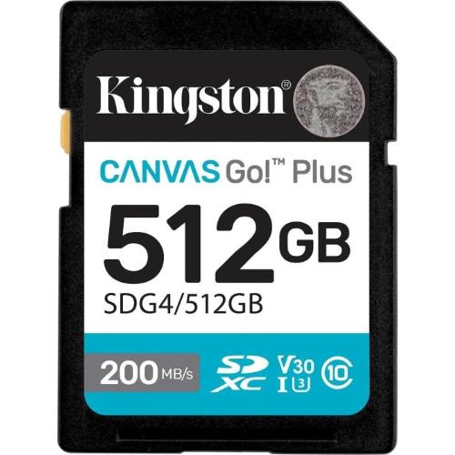 Kingston Canvas Go! Plus Gen4 R200/W160 SDXC 512GB, UHS-I U3, Class 10