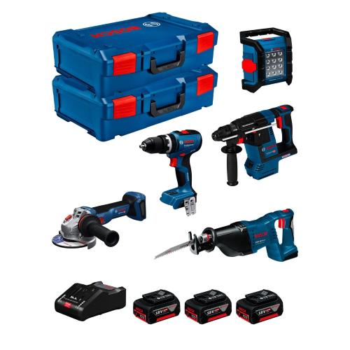 BOSCH 0615A5007S (GSB 18V-65 + GBH 18V-26 + GWS 18V-11 + GSA 18V-LI + GLI 18V-1200 C + 3 x 5,0 Ah + GAL18V-160 + 2 x L-Boxx XL)