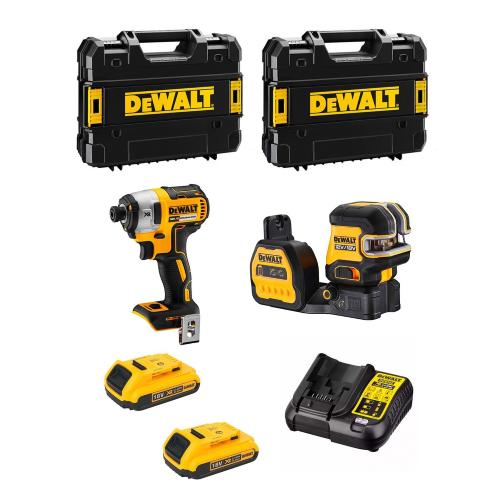 DeWALT Kit MTPROF02 (DCF887 + DCE088NG18 + 2 x 2,0 Ah + DCB107 + 2 x TSTAK II)