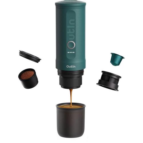 OUTIN NANO MACCHINA DA CAFFÃ¨ ESPRESSO, VERDE BLU MOD. OTEM-01-TEAL EAN 1240000016406