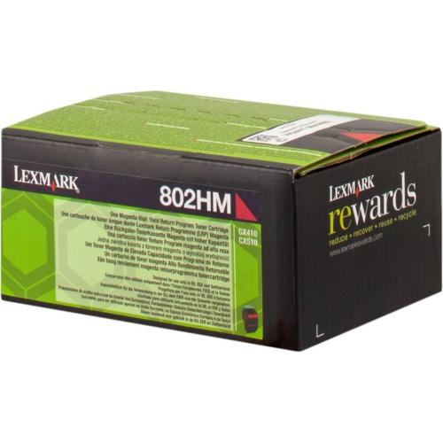 ORIGINALE Lexmark toner magenta 802HM 80C2HM0 ~3000 Pagine cartuccia di stampa riutilizzabile 802HM 80C2HM0 EAN 734646477895