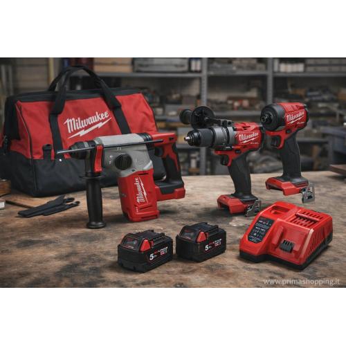 MILWAUKEE Kit MWK301BAG (M18BLH + M18FPD3 + M18FID3 + 2 x 5,0 Ah + M12-18FC + Borsa)