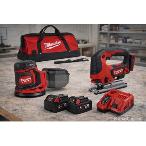 MILWAUKEE Kit MWK203BAG (M18BJS + M18BOS125 + 2 x 5,0 Ah + M12-18FC + Borsa)