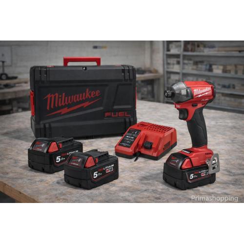 Avvitatore a impulsi a batteria Milwaukee M18FQID-502X 2x5Ah 18V Li-Ion con custodia    