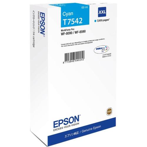 ORIGINALE Epson Cartuccia d'inchiostro ciano C13T75424N T7542 XXL ~7000 Pagine 69ml C13T75424N T7542 XXL EAN 8715946726847