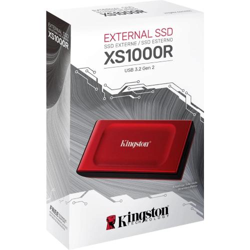 Kingston XS1000 Portable SSD 1TB, USB-C 3.1, Red Mod. SXS1000R/1000G