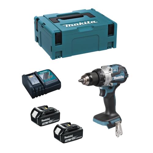 Trapano a Percussione MAKITA DHP489RFJ (2 x 3,0 Ah + DC18RC + MAKPAC 2)