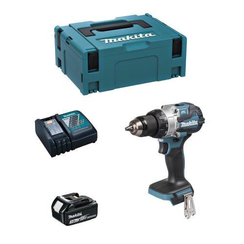 Trapano a Percussione MAKITA DHP489RFJ1 (1 x 3,0 Ah + DC18RC + MAKPAC 2)