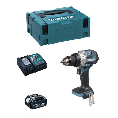 Trapano a Percussione MAKITA DHP489RTJ1 (1 x 5,0 Ah + DC18RC + MAKPAC 2)