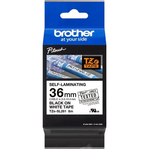 ORIGINALE Brother Nastro Nero su bianco TZe-SL261 Nastro per etichette nero su bianco con pellicola aggiuntiva laminata Brother TZe-SL261 â€" 36 mm di larghezza TZe-SL261  EAN 4977766806428