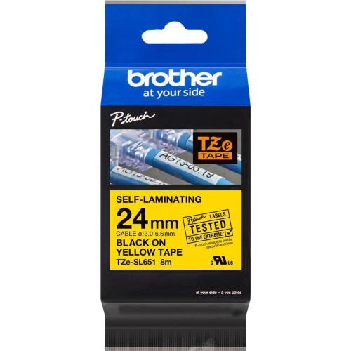 ORIGINALE Brother Nastro Nero su giallo TZe-SL651 Nastro per etichette nero su giallo con pellicola aggiuntiva laminata Brother TZe-SL651 â€" 24 mm di larghezza TZe-SL651  EAN 4977766806442