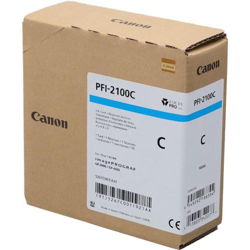 ORIGINALE Canon Cartuccia d'inchiostro ciano PFI-2100c 5267C001 160ml PFI-2100c 5267C001 EAN 4549292188394