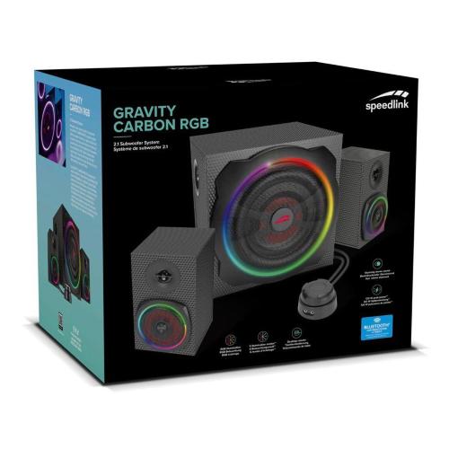 SPEEDLINK GRAVITY CARBON RGB 2.1 SUBWOOFER SYSTEM, BLACK MOD. SL-830100-BK EAN 4027301380262