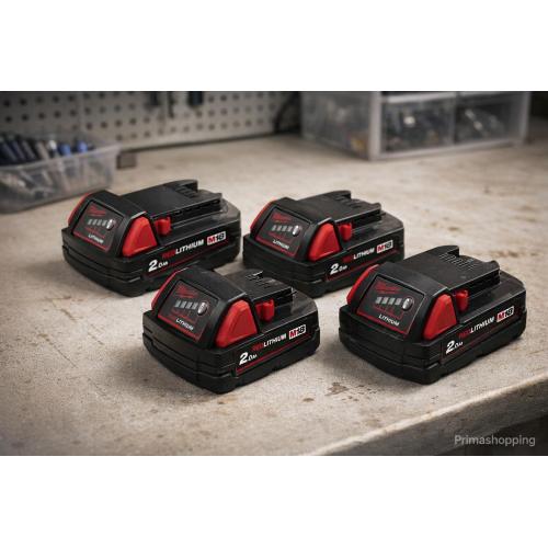 Pack da 4 batterie Milwaukee M18B2 (18V - 2,0 Ah)