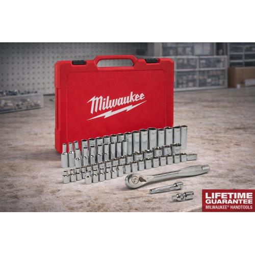 Milwaukee set metrico cricchetto e bussole 3/8 56 pezzi