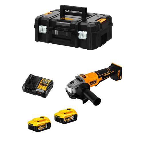 Mini-Smerigliatrice DeWALT DCG408P2T (2 x 5,0 Ah + DCB1104 + TSTAK II)