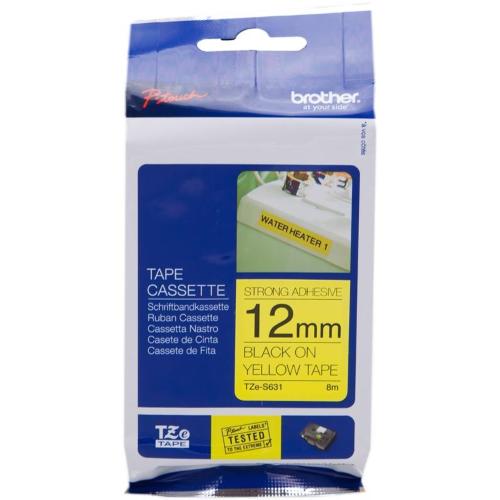 ORIGINALE Brother Nastro Nero su giallo TZe-S631 TZ-S631 12 mm x 8 m, laminato TZe-S631 TZ-S631 EAN 4977766695626
