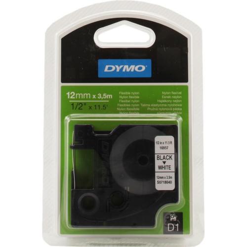 ORIGINALE DYMO Nastro Nero su bianco S0718040 16957 12mm x 3,5m, Nastro-Nylon-D1 S0718040 16957 EAN 5411313169578