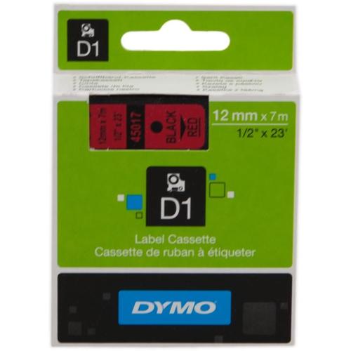 ORIGINALE DYMO Nastro Nero su rosso S0720570 45017 12mm x 7m, Standard-D1-ruolo S0720570 45017 EAN 5411313450171