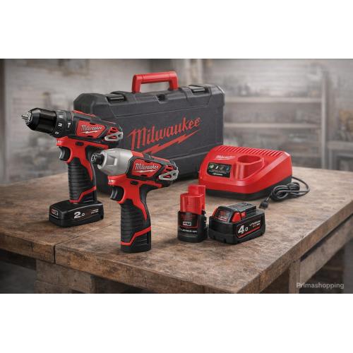 Milwaukee M12 FPP2A2-402X Kit M12 FUEL Trapano con percussione + Avvitatore ad impulsi 1/4" Hex - 4933480587