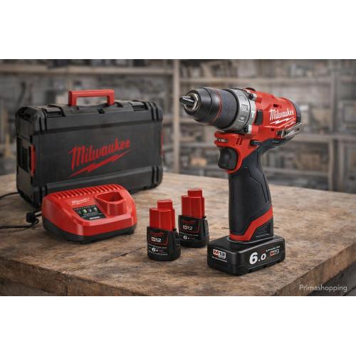 Trapano combinato a batteria Milwaukee M12FPD2-602X 13 mm 45 Nm 1550 giri/min 22500 bpm 2x6 Ah 12 V Li-Ion con custodia