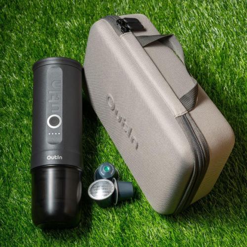 OUTIN NANO MACCHINA DA CAFFÃ¨ ESPRESSO, SPACE GREY SET VIAGGIO MOD. OTEM-01-SG-BAG EAN 1240000018707