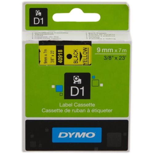 ORIGINALE DYMO Nastro Nero su giallo S0720730 40918 9mm x 7m, nastro standard D1 S0720730 40918 EAN 5411313409186