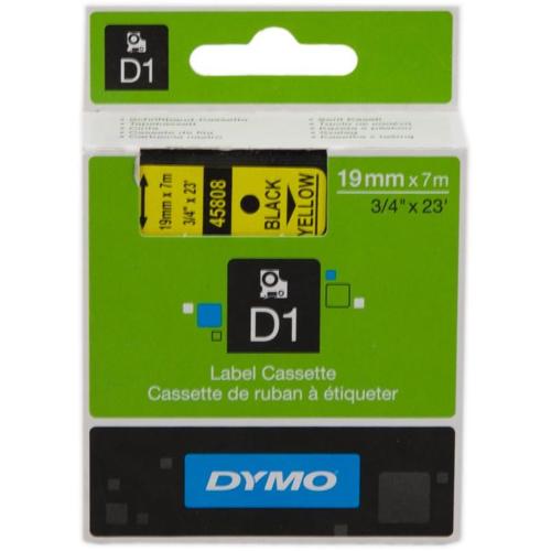 ORIGINALE DYMO Nastro Nero su giallo S0720880 45808 19mm x 7m, Standard-D1-ruolo S0720880 45808 EAN 5411313452182