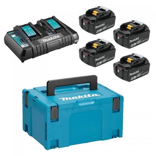 Caricabatterie Makita 198091-4 con batteria DC18RD + 4xBL1860B 6Ah 18V Li-Ion + Makpac    