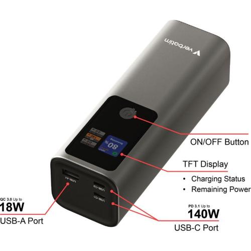 VERBATIM CHARGE 'N'GO POWER BANK 27000MAH 183W GRIGIO 32269 MOD. 32269 EAN 23942322696