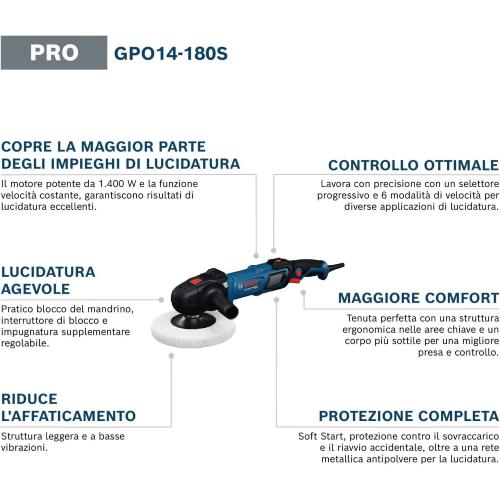 Lucidatrice Bosch GPO14-180S 180mm 3500rpm 1400W    