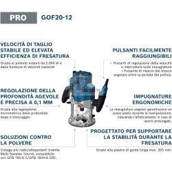 Fresatrice verticale Bosch GOF20-12 1/2"-1/4" 25000 giri/min 2000W    