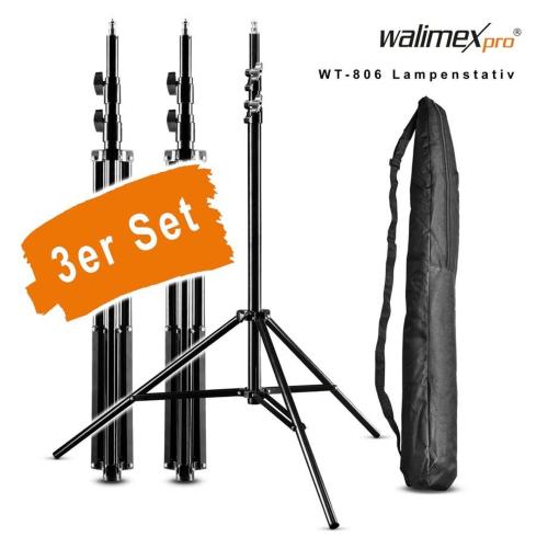 WALIMEX PRO WT-806 TREPPIEDI PER LAMPADE, 256CM SET DI 3PZ. MOD. 1017698 EAN 4250234576987