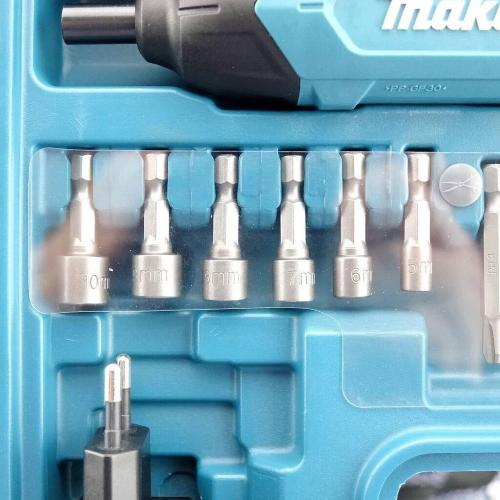 Avvitatore a batteria Makita DF001DW 1/4" 6Nm 200rpm con 1 batterie da 1.5Ah 3.6V Li-Ion + 81 accessori + custodia
