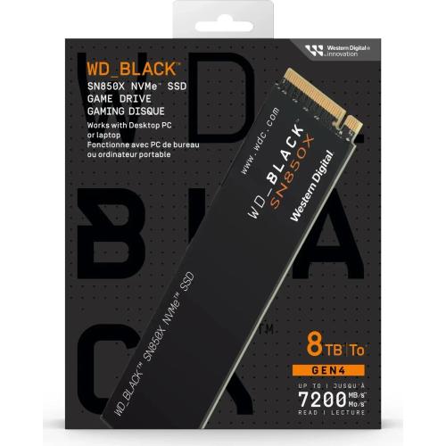 WD Western Digital WD_BLACK SN850X NVMe SSD 8TB, M.2 Mod. WDS800T2X0E