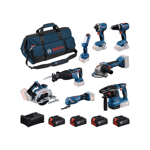 BOSCH Kit 18V (GBH18V-22+GWS18V-8+GDR18V-215+GSB18V-65+GKS18V-57-2+GSA18V-28+GOP18V-34+GLI18V-300+4x5,0Ah+GAL12V/18V-80+Borsa)
