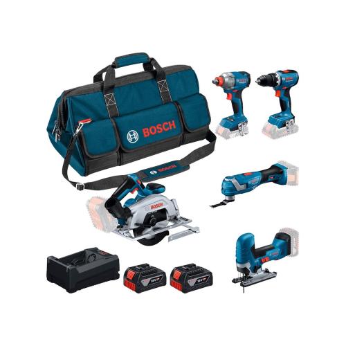 BOSCH Kit 18V (GSR 18V-65 + GDX 18V-285 + GKS 18V-57-2 + GOP 18V-34 + GST 18V-125 S + 2 x 5,0 Ah + GAL 12V/18V-80 + Borsa)