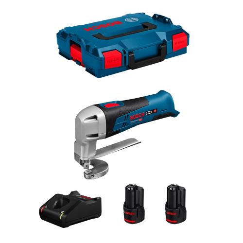 Cesoia per metallo BOSCH GSC 12V-13 (2 x 2,0 Ah + GAL12V-40 + L-Boxx 102)