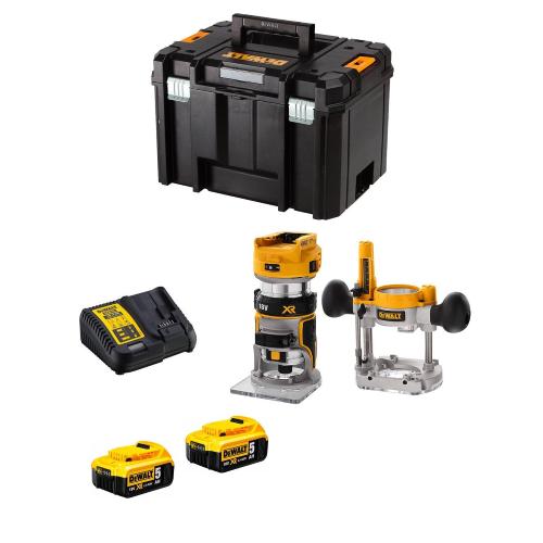 Fresatrice DeWALT DCW604P2T (2 x 5,0 Ah + DCB115 + TSTAK VI)