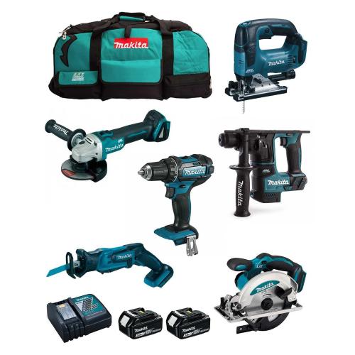 MAKITA Kit MPK18623A (DDF482 + DHR171 + DGA504 + DSS610 + DJV182 + DJR185 + 2 x 3,0 Ah + DC18RC + LXT600)