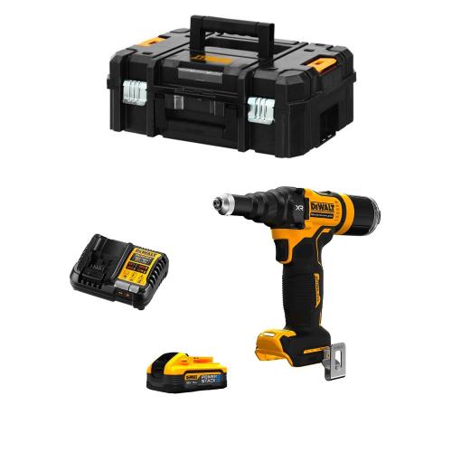 Rivettatrice DeWALT DCF403H1T (1 x 5,0 Ah Powerstack + DCB1104 + TSTAK II)