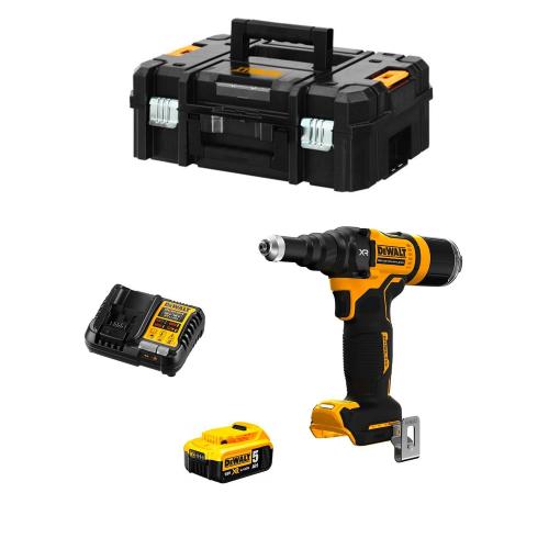 Rivettatrice DeWALT DCF403P1T  (1 x 5,0 Ah + DCB1104 + TSTAK II)