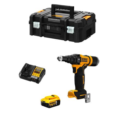 Rivettatrice DeWALT DCF414P1T  (1 x 5,0 Ah + DCB1104 + TSTAK II)