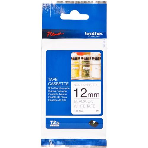 ORIGINALE Brother Nastro Nero su bianco TZe-N231 Nastro per etichettatura nero su bianco Brother TZe-N231 â€" 12 mm di larghezza TZe-N231  EAN 4977766691833