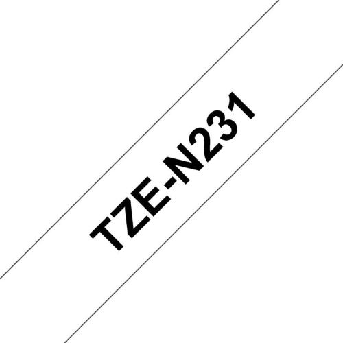 ORIGINALE Brother Nastro Nero su bianco TZe-N231 Nastro per etichettatura nero su bianco Brother TZe-N231 â€" 12 mm di larghezza TZe-N231  EAN 4977766691833
